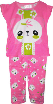

Cute Raskals Kids Nightwear Girls Graphic Print Cotton(Pink Pack of 1