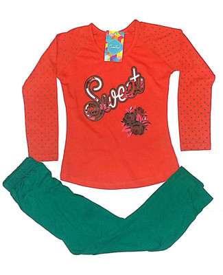 

Cuddlezz Kids Nightwear Girls Printed Cotton(Orange Pack of 1, Orange green