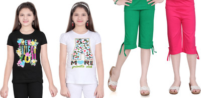 

Sini Mini Kids Nightwear Girls Solid, Printed Cotton(Multicolor Pack of 2