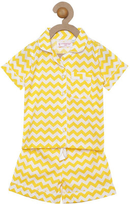 

Hypernation Kids Nightwear Boys & Girls Chevron Cotton(Yellow Pack of 1