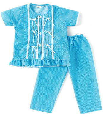 

BownBee Kids Nightwear Girls Self Design Cotton(Blue Pack of 1
