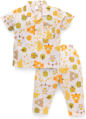 

NammaBaby Kids Nightwear Boys & Girls Self Design Cotton(Multicolor Pack of 1