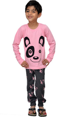 

Crux & Hunter Kids Nightwear Boys Printed Cotton(Pink Pack of 1