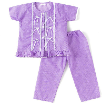 

BownBee Kids Nightwear Girls Self Design Cotton(Purple Pack of 1
