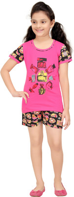 

Red Ring Kids Nightwear Girls Printed Cotton(Multicolor Pack of 1