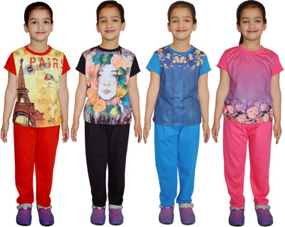 

Shaun Printed Girl's Track Suit, Black;light blue;pink;red