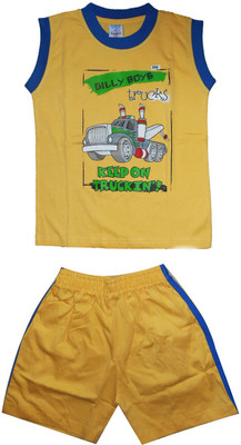 Cute Raskals Kids Nightwear Boys Printed Cotton(Yellow Pack of 1