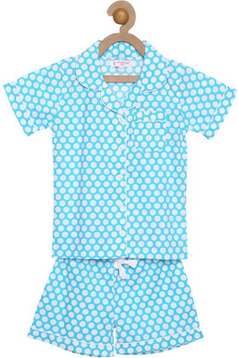 

Hypernation Kids Nightwear Boys & Girls Polka Print Cotton(Blue Pack of 1