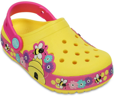 

Crocs Girls Slip-on Clogs(Yellow, Sunshine/neon magenta
