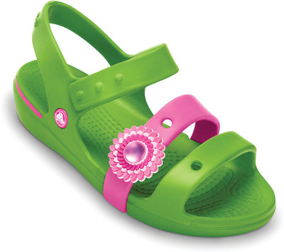 

Crocs Girls Slip-on Sports Sandals(Green, Parrot green/fuchsia