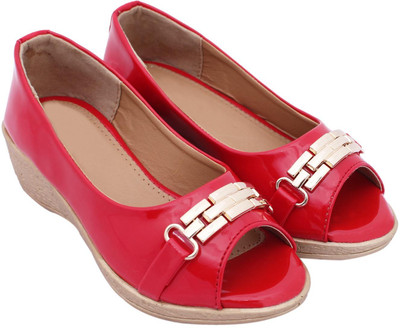 Lily Girls Slip-on Peep Toes(Red