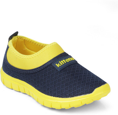 KITTENS Boys Slip on Running Shoes(Yellow, Navy/yellow