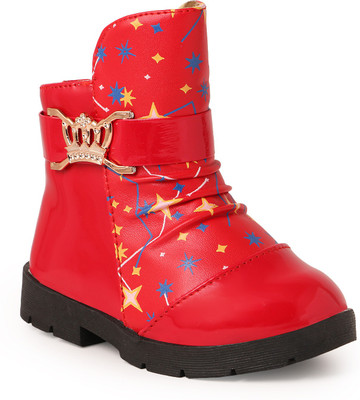 

N Five Girls Slip on Casual Boots(Red