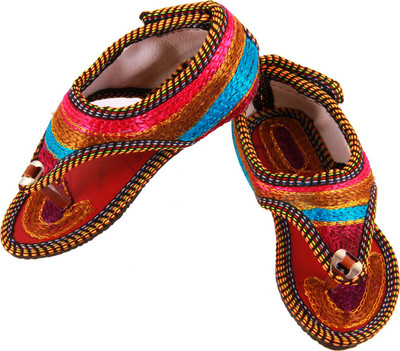 

Khussa Girls Slip on Jutis(Multicolor, Brown