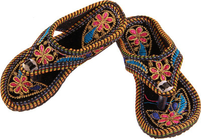 

Khussa Girls Slip on Mojaris(Multicolor, Brown