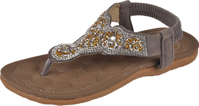 

Yellow Bee Girls Strap Kolhapuris(Grey