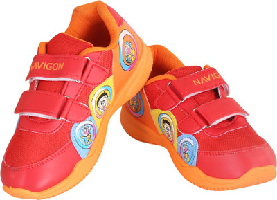 

Navigon Boys & Girls Velcro Sneakers(Multicolor, Orange&red