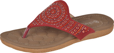 

Yellow Bee Girls Slip on Kolhapuris(Red