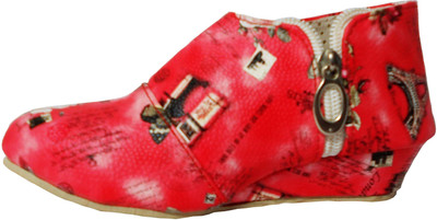 

WTdesign Girls Slip on Casual Boots(Red