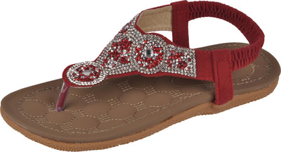 

Yellow Bee Girls Strap Kolhapuris(Red