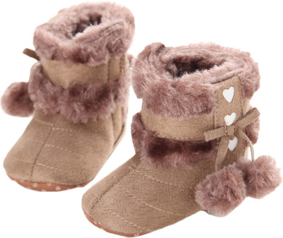 

abdc kids Girls Velcro Casual Boots(Brown