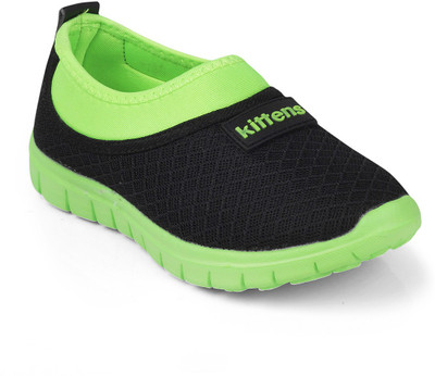 

KITTENS Boys Slip on Running Shoes(Green, Black/green
