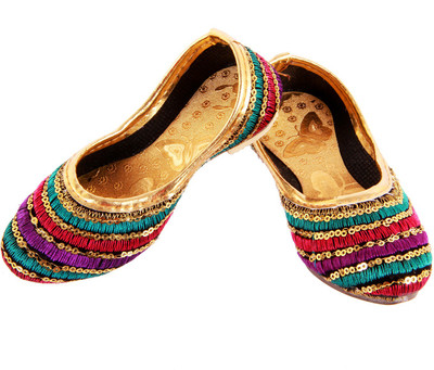 

Khussa Girls Slip on Jutis(Multicolor, Brown