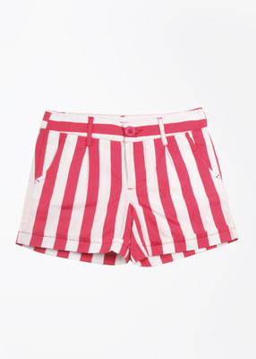 

United Colors of Benetton Short For Girls Striped Cotton(White, 902