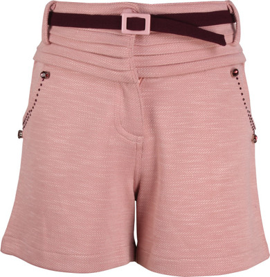 Cutecumber Short For Girls Party Embellished, Solid Polycotton(Pink, Pack of 1) at flipkart