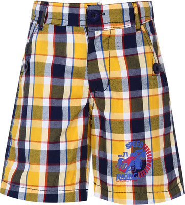 

Joven Short For Boys Casual Checkered Cotton(Yellow, Pack of 1