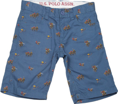 

US Polo Kids Short For Boys Casual Solid Cotton, Me blue
