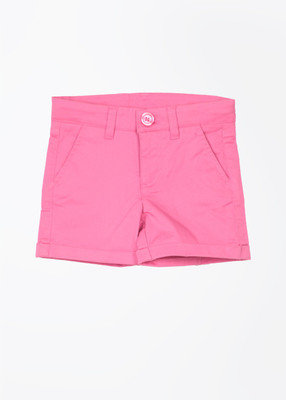 

United Colors of Benetton Short For Girls Solid Cotton Linen Blend, Cotton Nylon Blend, Cotton Linen Blend(Pink, 16l