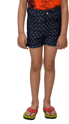 

Crux & Hunter Short For Girls Casual Printed Denim(Dark Blue, Pack of 1