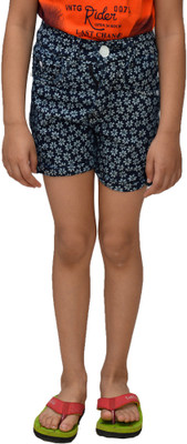 

Crux & Hunter Short For Girls Casual Printed Denim(Dark Blue, Pack of 1