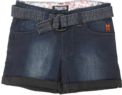 

Magneto Short For Girls Casual Solid Denim(Blue, Pack of 1, Indigo