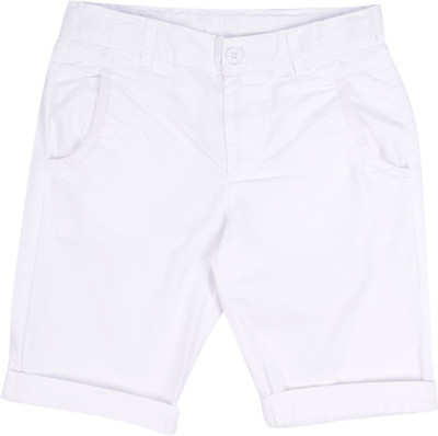 

United Colors of Benetton Short For Boys Self Design Cotton(White, Pack of 1, 101