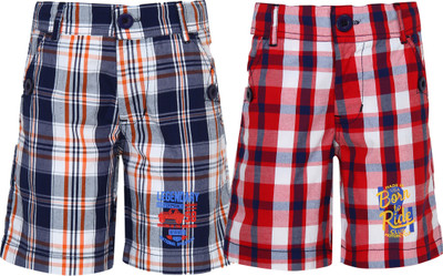 

Joven Short For Boys Casual Checkered Cotton(Multicolor, Pack of 2, Multi colour