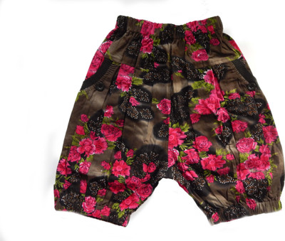 

BG Short For Girls Casual Floral Print Cotton(Black, Pack of 1, Black pink flower