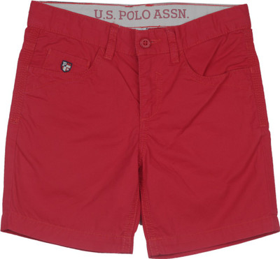 

US Polo Kids Short For Boys Casual Solid Cotton(Red, Me red