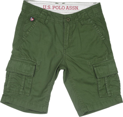 

US Polo Kids Short For Boys Casual Solid Cotton(Green, Me green