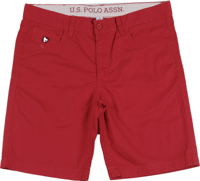 

US Polo Kids Short For Boys Casual Solid Cotton(Red, Pack of 1, Me red