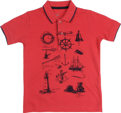 

Allen Solly Junior Boys Printed Cotton T Shirt(Red, Pack of 1, Houte red
