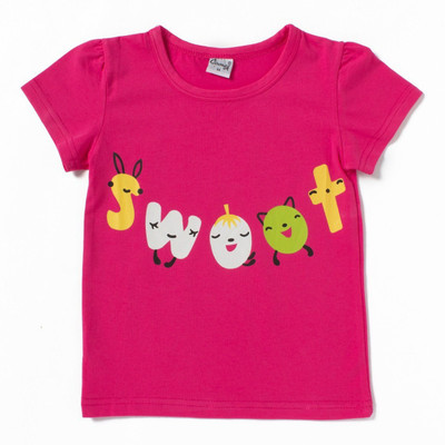 Camey Girls Printed T Shirt(Pink