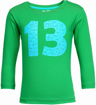 

NO.99 Boys Printed Cotton T Shirt(Green, Pack of 1