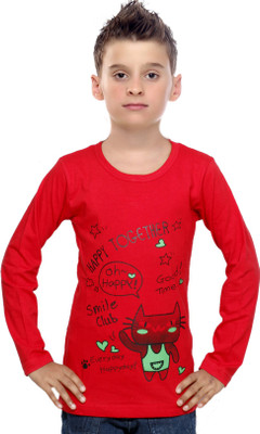 

IndiWeaves Boys Printed Cotton T Shirt(Red, Pack of 1