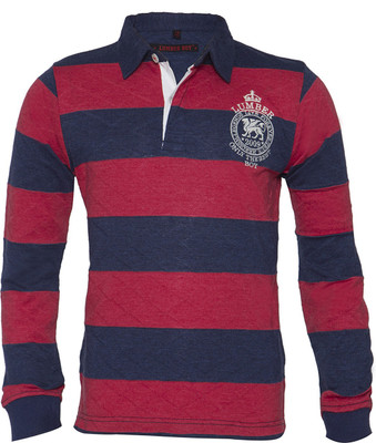 

Lumber Boy Boys Striped Cotton Polyester Blend T Shirt(Red, Pack of 1, Cherry
