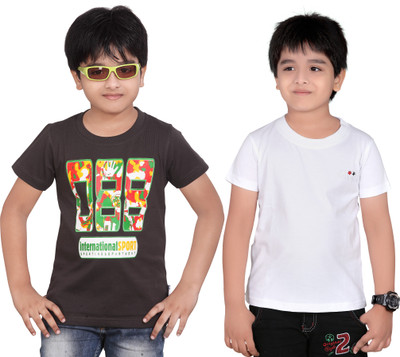 

FabTag - Dongli Boys Solid, Printed Cotton T Shirt(Multicolor, Pack of 2