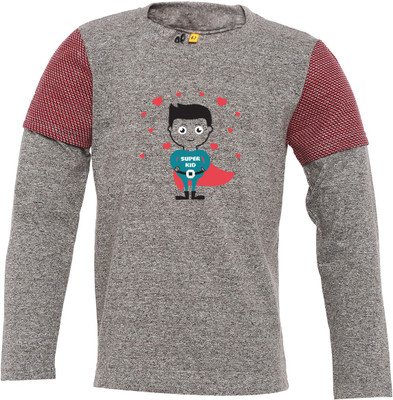

Insta Fab Boys Solid Cotton T Shirt(Grey, Pack of 1