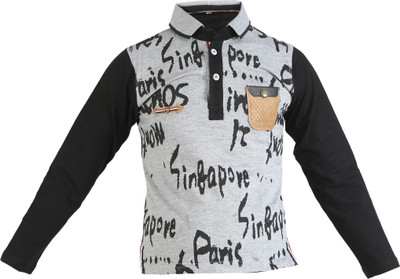 

Awack Boys Printed Coton T Shirt(Grey, Pack of 1
