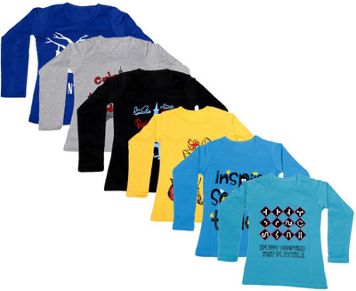 

IndiWeaves Girls Printed Cotton T Shirt(Multicolor, Pack of 6, Black;blue;grey;yellow